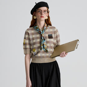 谜底针织衫短袖女2025夏季新品复古文艺宽松T型短毛衣252MZ0867