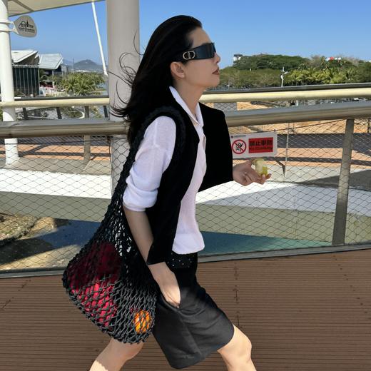 THESOONG纯手工头层牛皮打结编织镂空单间网袋包HWBB6807 商品图0