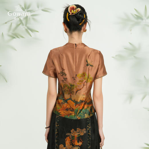 【竹林飞鹤】【香云纱】乔万尼2025新品重磅新中式精致V领上衣ED2C465 商品图4