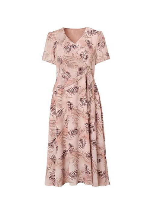 全新升级【铂金会员257/天猫339/差价82】(21431)气质印花连衣裙夏女2025新款女装时尚高级设计感小众中长款裙子 商品图4