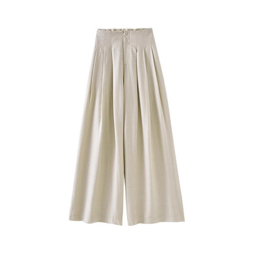 亚麻高腰直筒阔腿裤女夏季垂坠感拖地裤宽松慵懒休闲裤   TQ762 商品图3