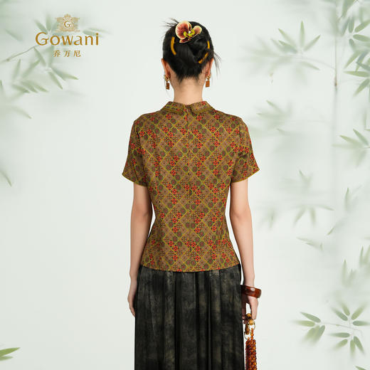 乔万尼2025新品新中式真丝不规则门襟衬衫上衣ED2C427 商品图4