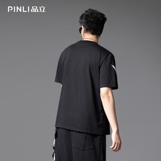 PINLI品立夏季新款潮牌撞色拼接短袖T恤简约宽松休闲男士体恤B252111071 商品图2