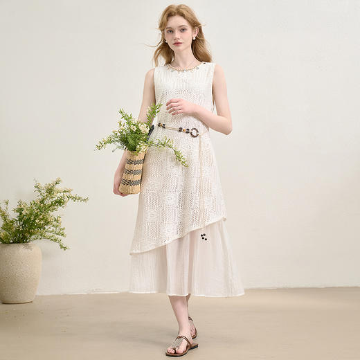西遇民族风无袖背心裙女夏季新款波西米亚镂空旅游连衣裙K0051013/H0051131 商品图1