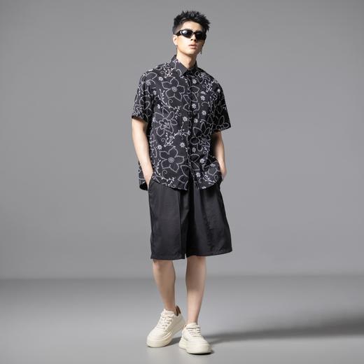 PINLI品立2025夏季新款潮牌镂空绣花短袖衬衫男宽松休闲百搭衬衣GD252113376 商品图4
