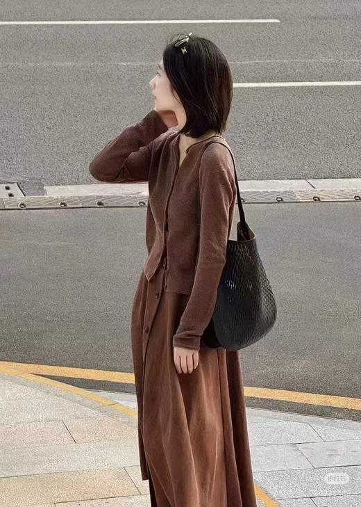 522-7 补货到 氛围感咖色 小禾 亚麻背心 亚麻开衫 商品图5