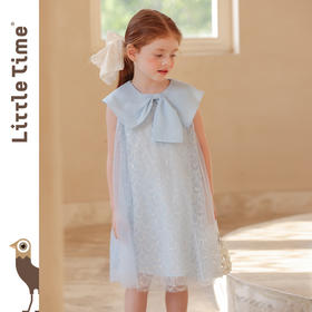 littletime女童连衣裙2025夏新款儿童洋气时尚蝴蝶结公主裙礼服裙