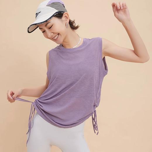 跃牌【安琪拉系列】新款抽绳运动上衣女宽松休闲速干无袖瑜伽背心DX-6403 商品图4