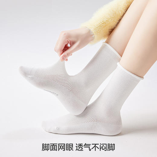 左分之右春夏堆堆袜女薄款10A抗菌中筒袜网眼长筒袜jk袜配乐福鞋 商品图2