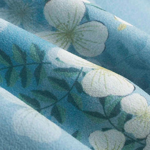 WWM-46535春夏新款女真碎花裙子桑蚕丝印花长裙短袖海边氛围连衣裙 商品图3