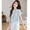女遮肚子显瘦圆领休闲印花冰丝针织衫CC2767 商品缩略图0