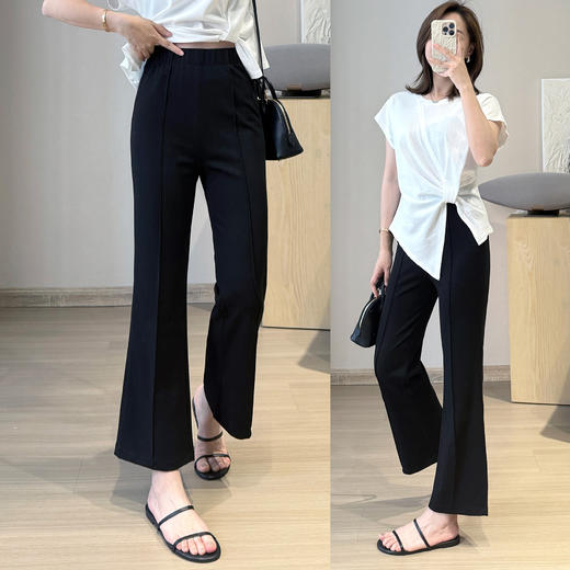 绝美人鱼瘦瘦裤！高货薄款小黑裤！夏季凉感软弹9分裤薄微喇裤！ 商品图3