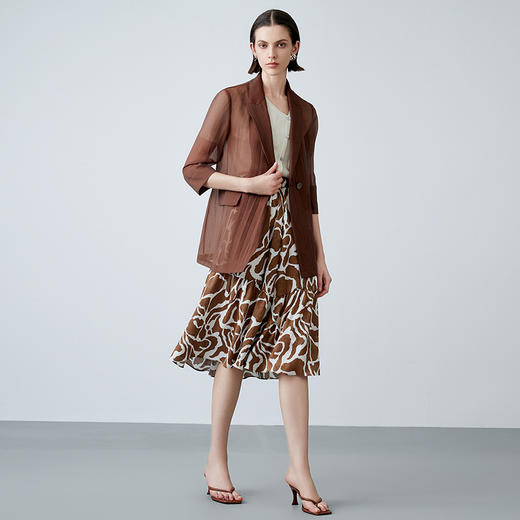 EITIE爱特爱夏季新款休闲网纱透视轻薄西装外套7803508 商品图3