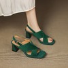 【预售5天】6cm~羊翻皮厚底气质百搭凉鞋新款夏季绿色露趾粗跟高跟鞋女ZYY&A1220 商品缩略图4