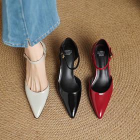 【预售5天】韩版通勤高跟凉鞋女漆皮红色皮带扣细跟春夏中空单鞋DYJ&CX1877