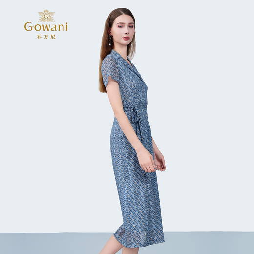 乔万尼2025新品法式收腰定制双G格纹衬衫连衣裙ED2E431 商品图2