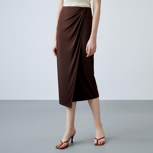 EITIE爱特爱夏季新款气质高级感提褶高腰显瘦半身裙7806513 商品图2