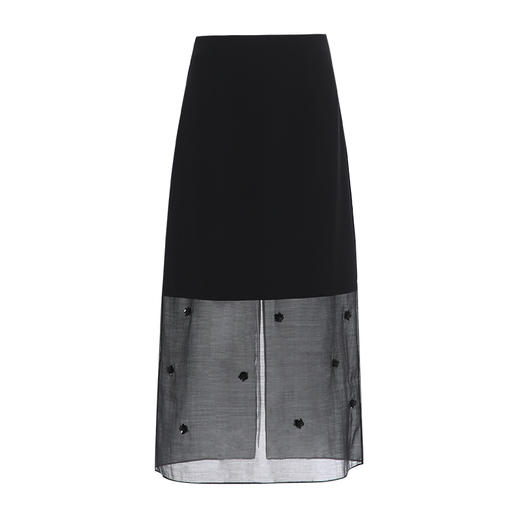 EITIE爱特爱时尚优雅高腰珠片花朵装饰宽松A字半身裙2025夏季新款B2506616 商品图5