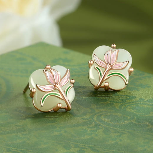 六鑫珠宝 玉兰和田玉四叶草国风新中式吊坠 商品图4