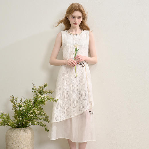 西遇民族风无袖背心裙女夏季新款波西米亚镂空旅游连衣裙K0051013/H0051131 商品图3
