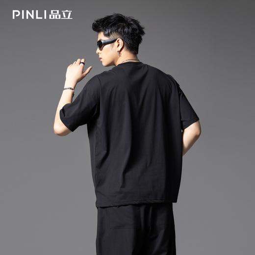PINLI品立2025夏季新款百搭时尚印花短袖T恤男士潮牌宽松休闲上衣B252111080 商品图2
