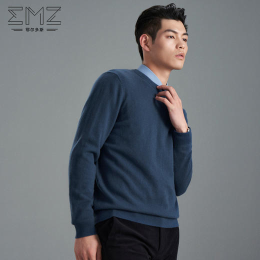 EMZ鄂尔多斯【100%羊绒】羊绒衫男士保暖圆领针织毛衣 8839884014 商品图0