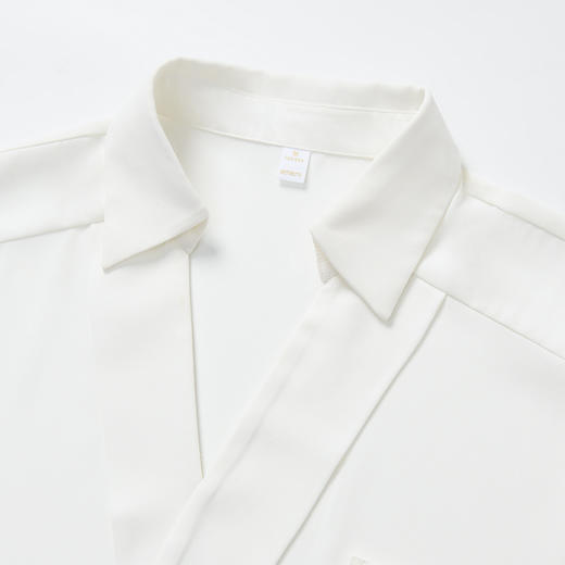 罗蒙夏季七分袖衬衫女士休闲百搭时尚V领前胸口袋设计感短袖衬衣女上衣 商品图4