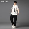 PINLI品立夏季新款国潮印花短袖衬衫男士休闲贴布绣宽松衬衣B252113059 商品缩略图1