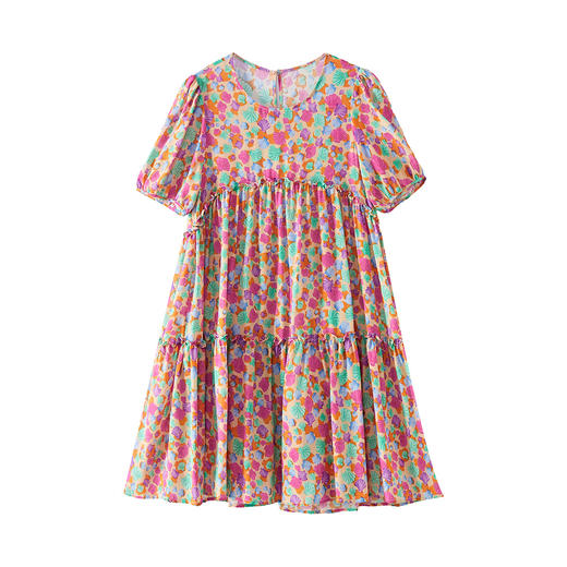 WWM-69518 真丝连衣裙女100％桑蚕丝女装高级感遮肚子韩版红色碎花裙 商品图4