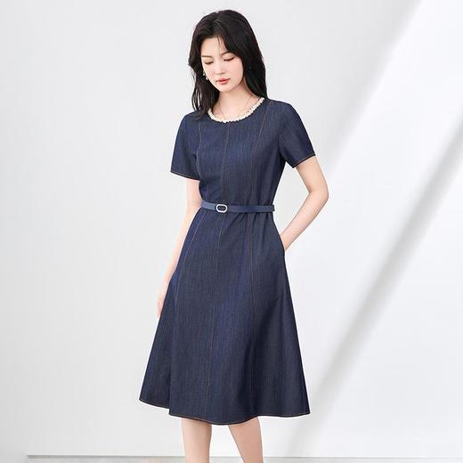 「高货wl」全新升级【铂金会员367/天猫489/差价122】(05422)洛诗琳法式复古重工钉珠连衣裙2025夏季收腰显瘦牛仔裙wl05422 商品图1