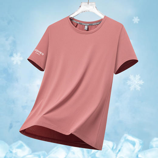 夏季冰丝T恤衫运动透气夏季圆领短袖T恤户外健身教练速干运动衣瑜伽T恤印logo短袖上衣女 商品图3