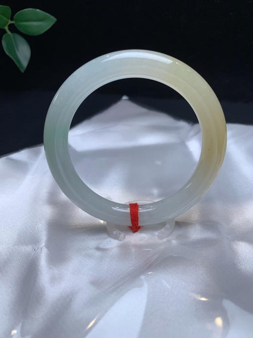 620027，52.5黄加绿细圆条，清秀纯净有特色，一截清新黄翡局部飘一些浅绿，整条润润的，干净 商品图2