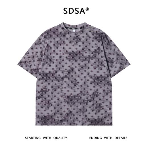 T3552夏季高级感新款男士韩版波点绒面圆领短袖T恤宽松潮流舒适上衣 商品图1