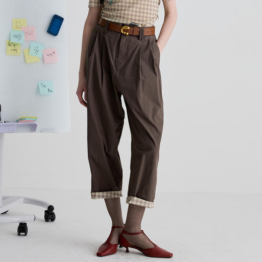 谜底休闲裤女2025夏季新品通勤百搭廓形感长裤萝卜裤子252MK0619 商品图0