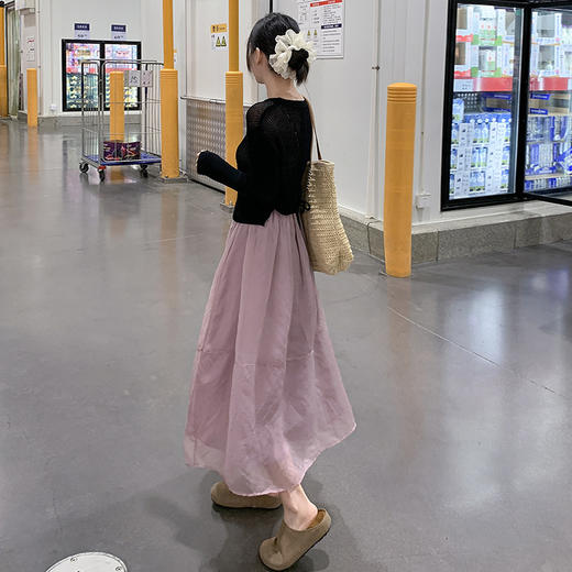 【YW】无忧购法式温柔风暮云纱半身裙女夏季高腰a字蓬蓬纱裙H-1826（截单后3-5天发货) 商品图5