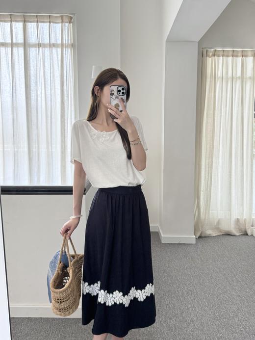 巴黎漫步｜幽蓝蕾丝花边半身裙 全腰松紧设计 藏青色 商品图2