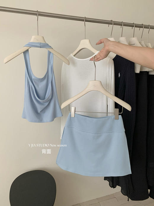 【GZ】无忧购纯欲宽松百搭防晒罩衫T恤+辣妹挂脖露背背心+设计感假两裤裙套装6881#（截单后3-5天发货) 商品图7