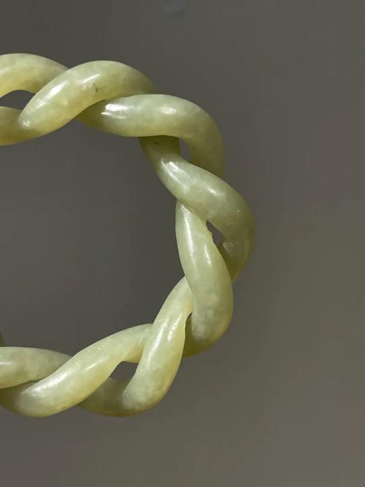 和田青黄玉镂雕绞绳麻花形环，顺丰包邮 商品图8