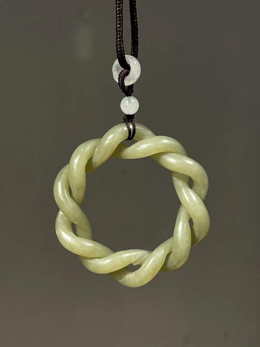 和田青黄玉镂雕绞绳麻花形环，顺丰包邮 商品图4