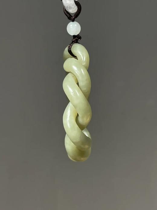 和田青黄玉镂雕绞绳麻花形环，顺丰包邮 商品图7