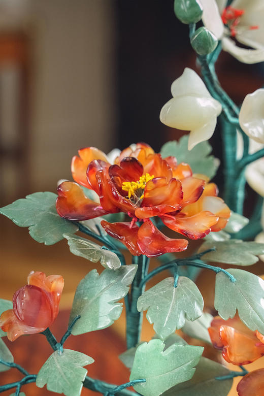 【已售】独角鹿西洋古董 中国出品传统宝相花纹景泰蓝方盆装饰「玉堂富贵」珍宝像生盆景 商品图5