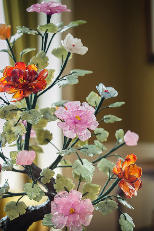 【已售】独角鹿西洋古董 中国出品传统花卉纹景泰蓝盆装饰「富贵牡丹」珍宝像生盆景摆件 商品图2