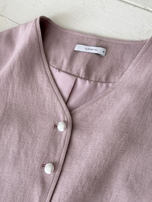 巴黎漫步｜气质有迹可循 精致优雅珍珠单排扣小香风格短袖衬衫 粉色 商品图4