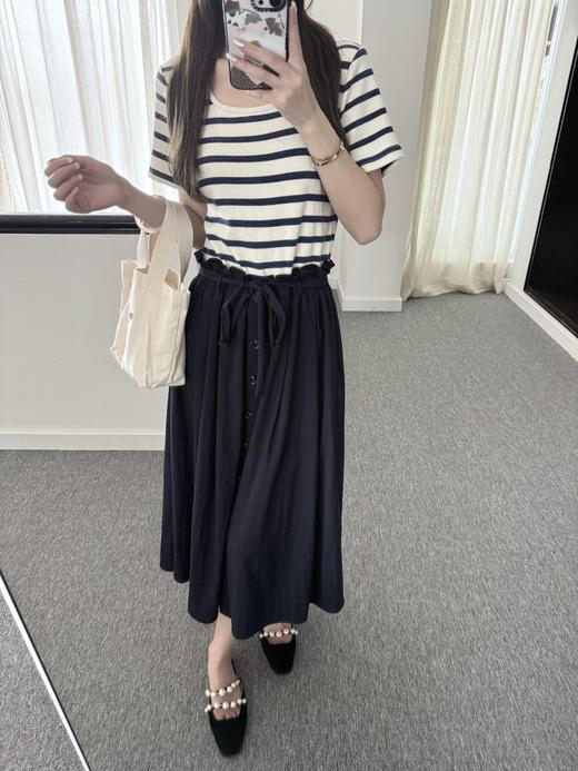 随身携带我的风景｜简约通勤 拼接收腰设计连衣裙 面料自带天然棉籽壳 藏青色 商品图3