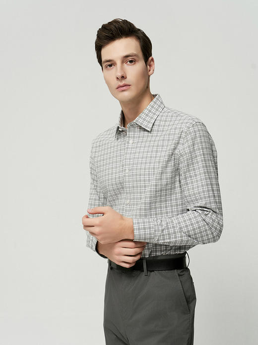 【纯棉格子男士衬衫】25年夏季新品男士薄款细条纹格子商务休闲上衣 商品图0