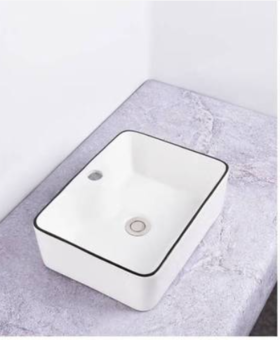 台上盆 345B包边黑 带龙头孔 48.8*37.8*14