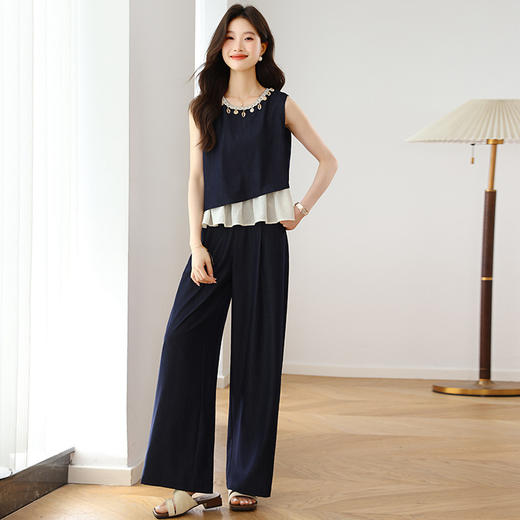 时尚爆款设计感，洋气休闲阔腿裤两件套HR-TXGE2503 商品图2