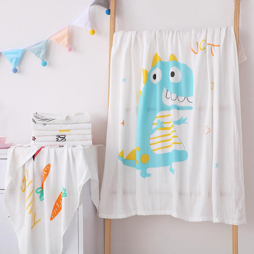 【轻柔竹棉纱 舒爽入睡】双层纱布宝宝包巾襁褓巾竹纤维婴儿浴巾新生儿童被盖毯幼儿园盖被 商品图2