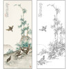 吕大卫花鸟工笔画白描底稿《翠竹鹌鹑》临摹勾线高清打印稿A685 商品缩略图0