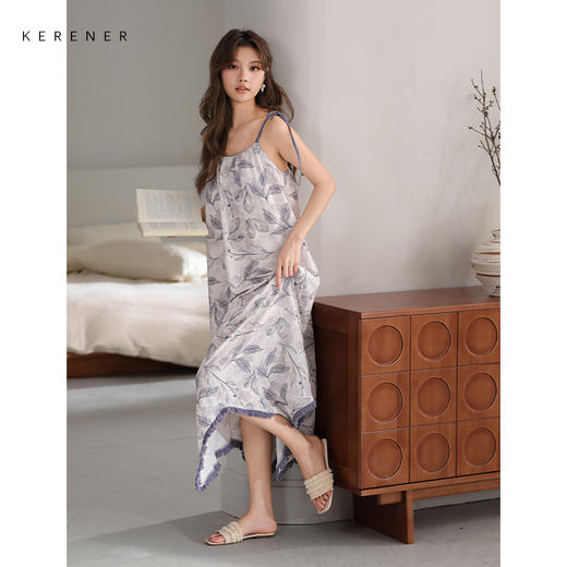 可人儿小众设计师新款泡泡绵女士睡衣夏季少女睡裙可外穿家居服 商品图1